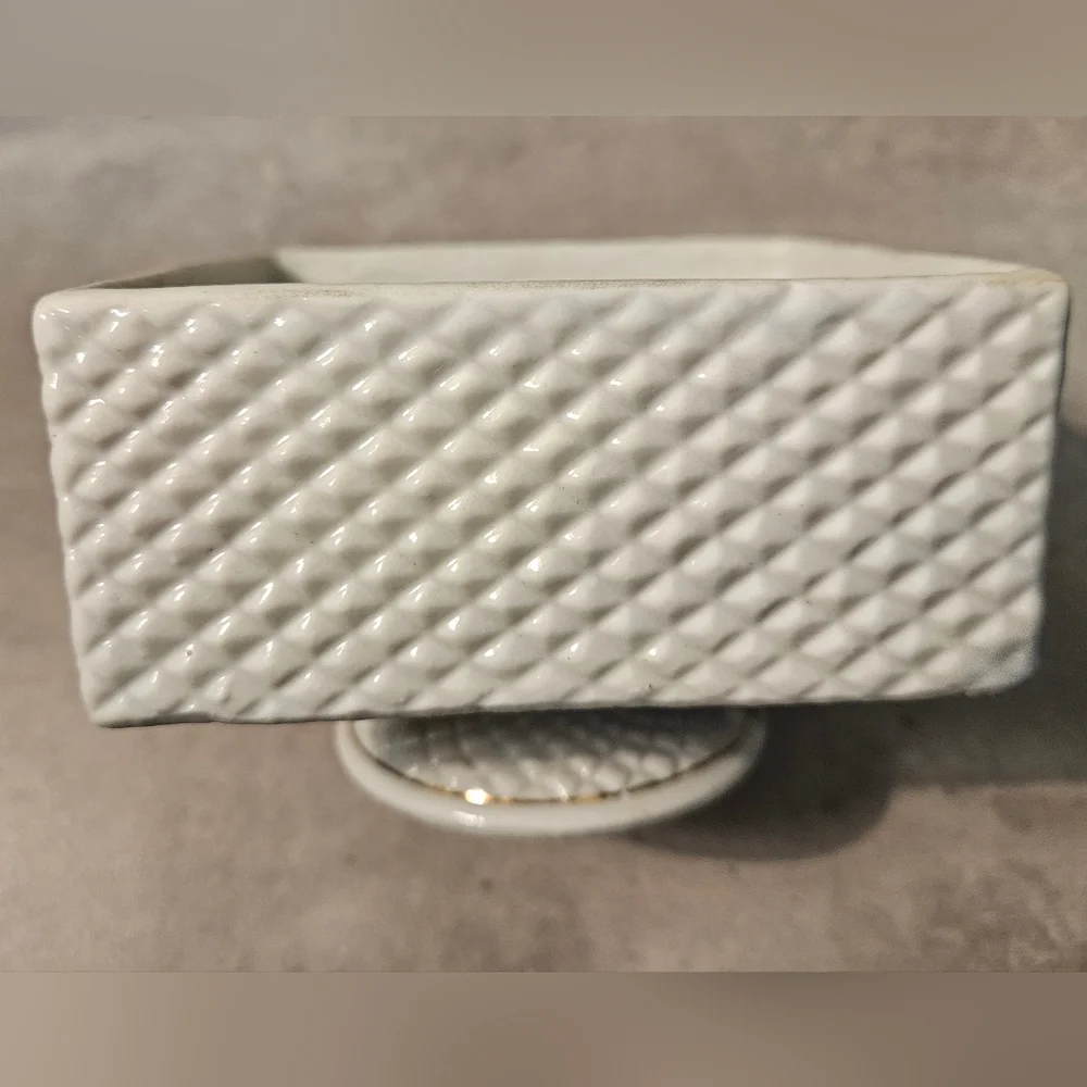 Tilso, Japan Handpainted Dresser Dish With Lid White Gold Vintage Trinket Box
